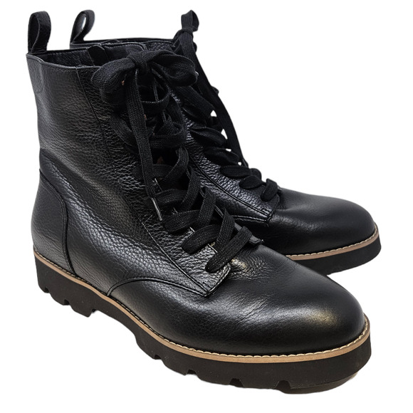 Used in very good condition Vionic 7-7.5 Black Lace Up Leather Lani Combat Boot - Picture 1 of 5
